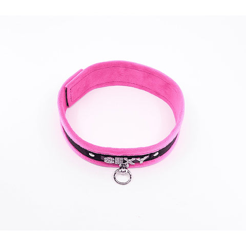 Diamante Sexy Fluffy Bondage Collar by Love In Leather