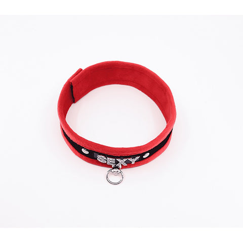 Diamante Sexy Fluffy Bondage Collar by Love In Leather
