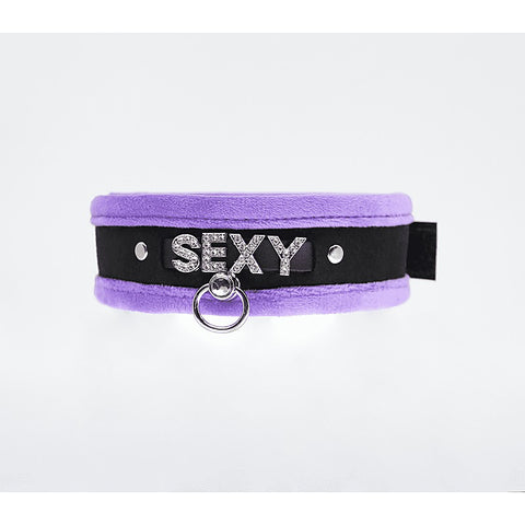 Diamante Sexy Fluffy Bondage Collar by Love In Leather