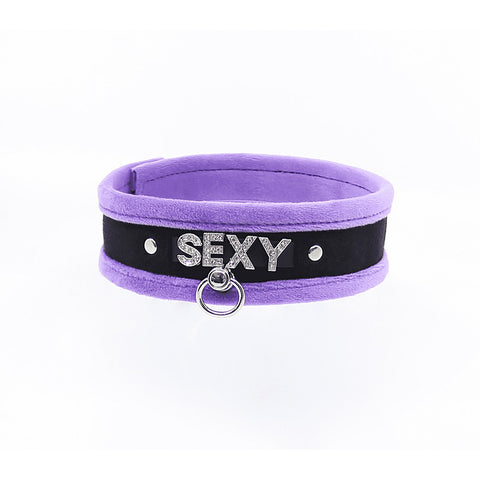 Diamante Sexy Fluffy Bondage Collar by Love In Leather