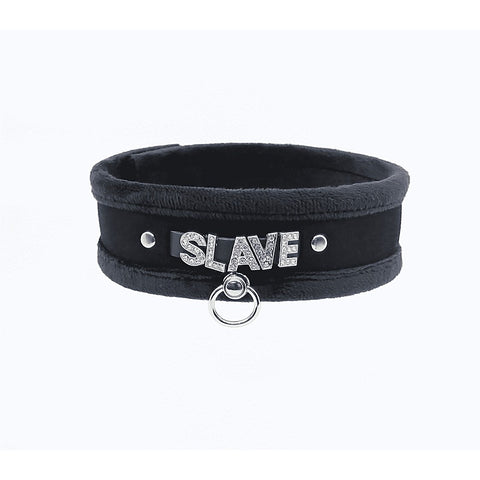 Diamante Slave Fluffy Fetish Collar by Love In Leather