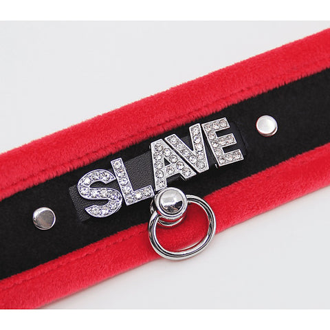 Diamante Slave Fluffy Fetish Collar by Love In Leather