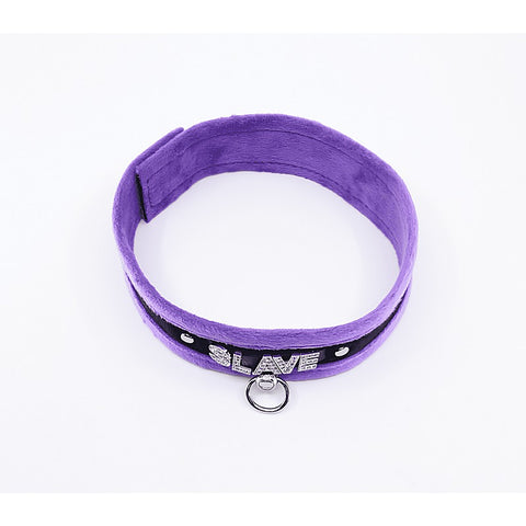 Diamante Slave Fluffy Fetish Collar by Love In Leather