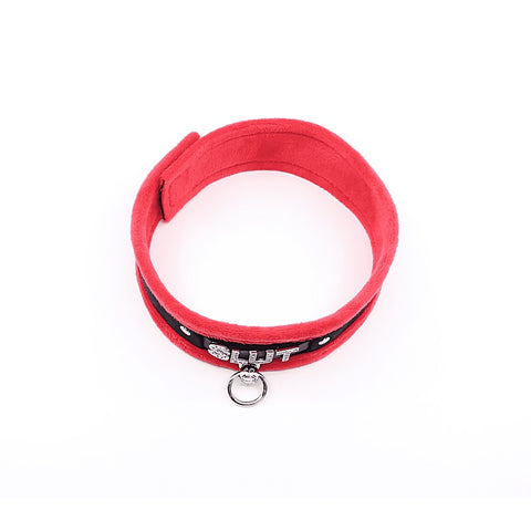 Diamante Slut Fluffy Fetish Collar by Love In Leather