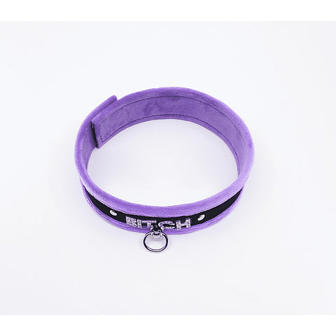 Diamante Bitch Fluffy Bondage Collar by Love In Leather
