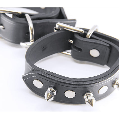 Spiked Leather Bondage Wrist Cuffs by Love In Leather