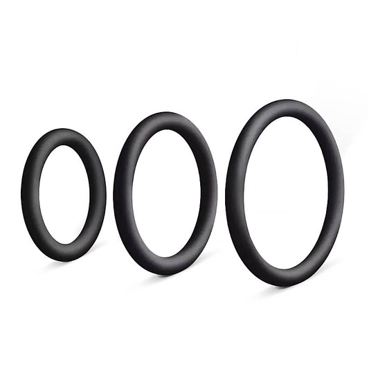3 Pack Men's Silicone Cock Ring Set by Love In Leather