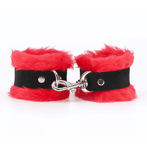Fluffy Cuffs with Suede Leather Strap by Love In Leather