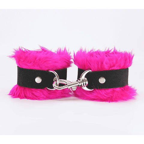 Fluffy Cuffs with Suede Leather Strap by Love In Leather