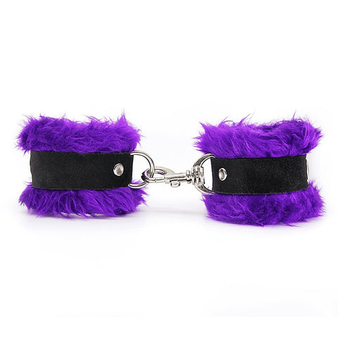 Fluffy Cuffs with Suede Leather Strap by Love In Leather