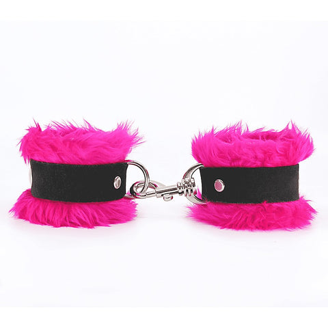 Fluffy Cuffs with Suede Leather Strap by Love In Leather