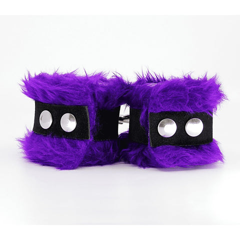 Fluffy Cuffs with Suede Leather Strap by Love In Leather