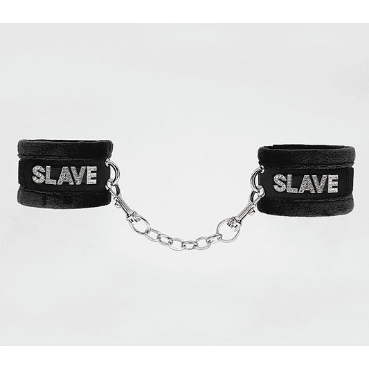 Fluffy Diamante SLAVE Hand Cuffs by Love In Leather