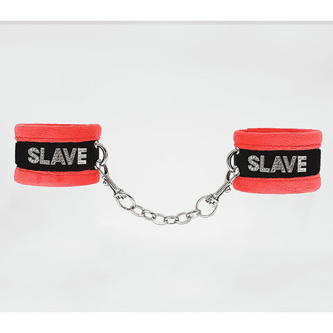 Fluffy Diamante SLAVE Hand Cuffs by Love In Leather