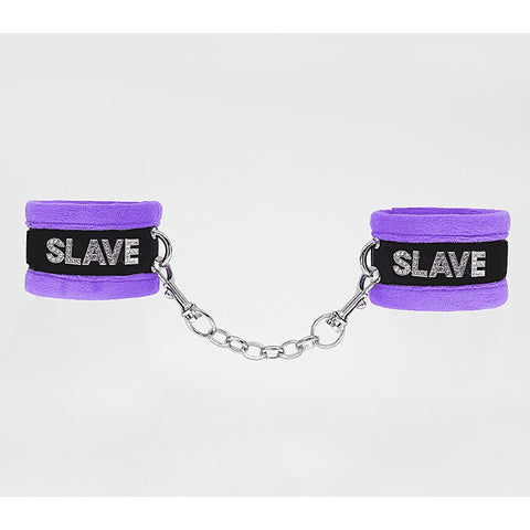 Fluffy Diamante SLAVE Hand Cuffs by Love In Leather