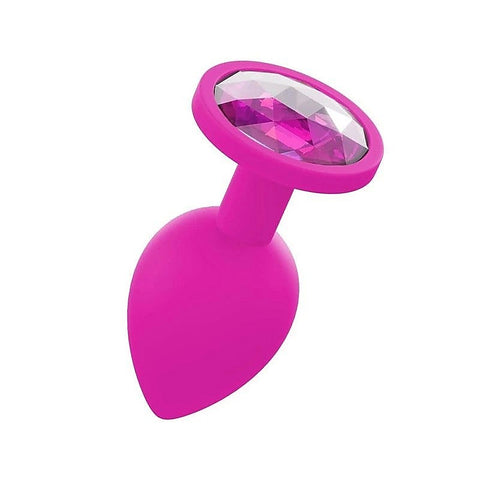 Silicone Butt Plug With Gem Pink by Love In Leather