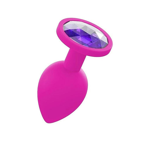 Silicone Butt Plug With Gem Pink by Love In Leather