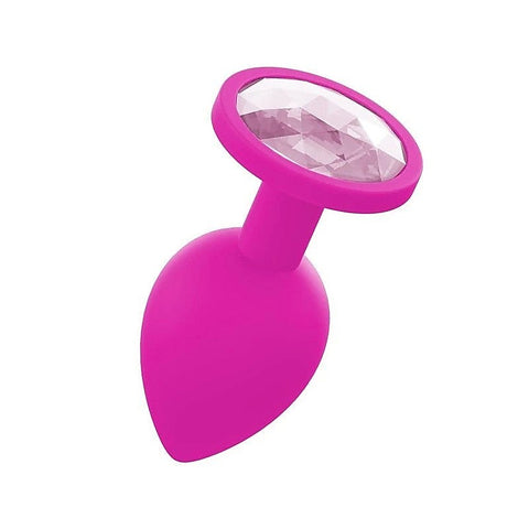Silicone Butt Plug With Gem Pink by Love In Leather