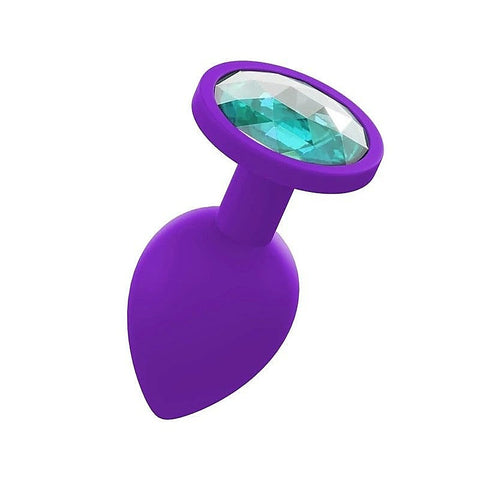 Silicone Anal Plug With Gem Purple