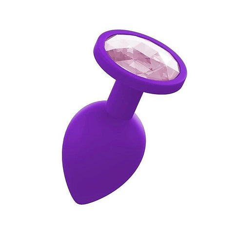 Silicone Anal Plug With Gem Purple