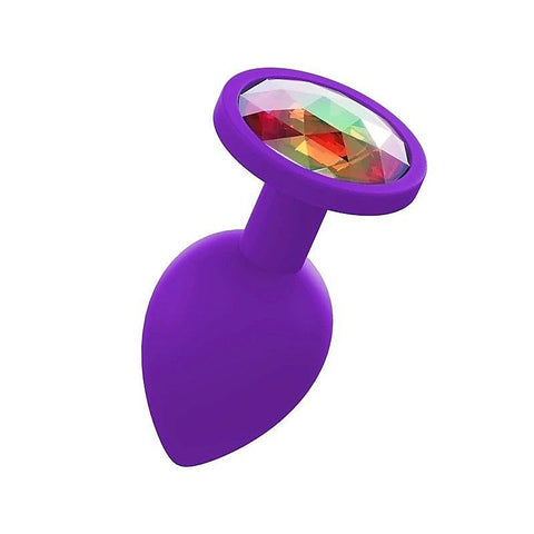 Silicone Anal Plug With Gem Purple