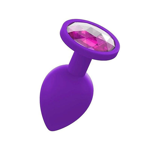 Silicone Anal Plug With Gem Purple