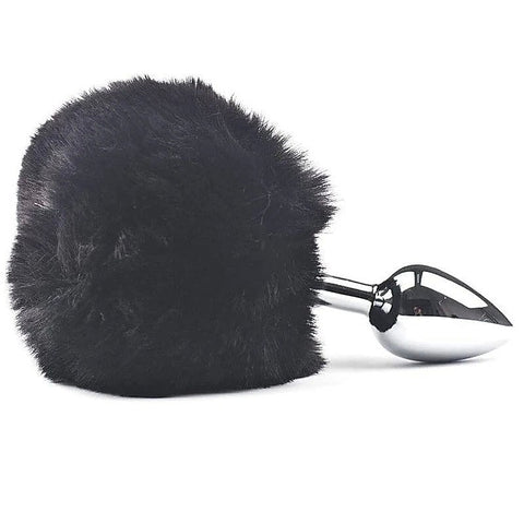 Faux Fur Bunny Tail Butt Plug Black by Love In Leather