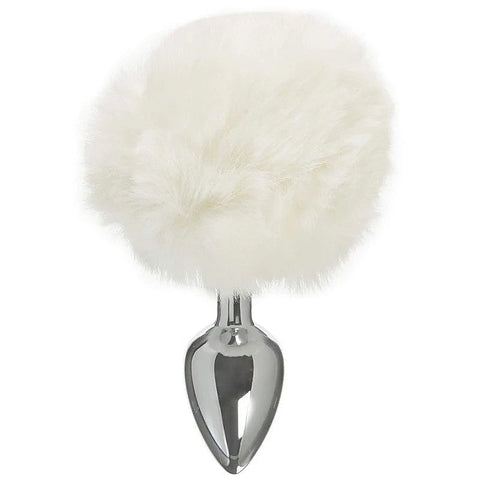 Faux Fur Bunny Tail Anal Plug White by Love In Leather