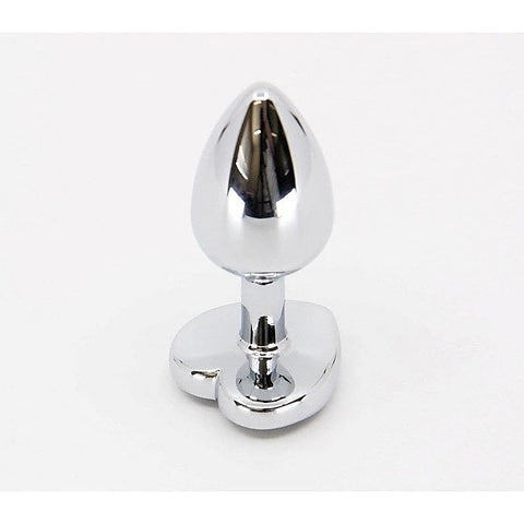 Metal Butt Plug With Round Gem Clear by Love In Leather