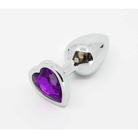 Metal Butt Plug With Round Gem Purple by Love In Leather