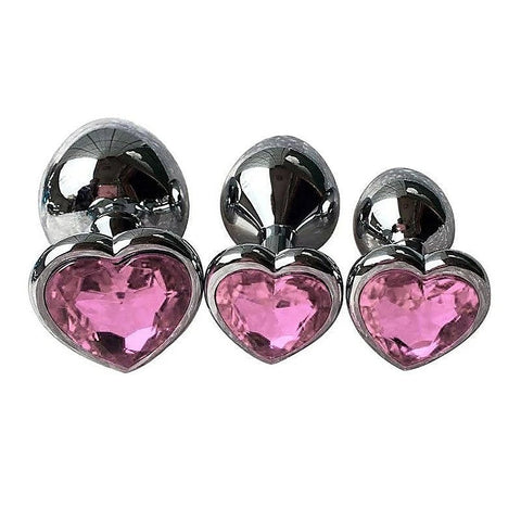 Metal Butt Plug With Heart Gem Pink by Love In Leather