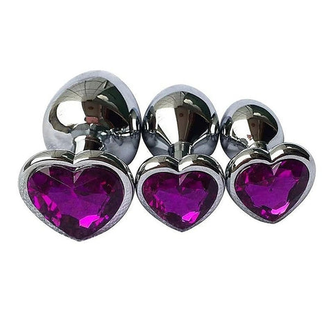 Metal Anal Plug With Heart Gem Purple by Love In Leather