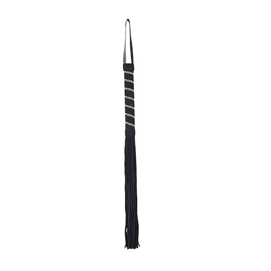 Long Black Suede Leather Flogger by Love In Leather