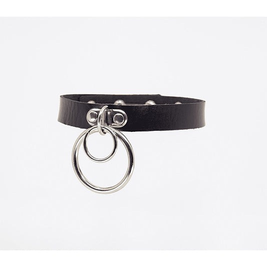 Double Ring Faux Leather Choker by Love In Leather