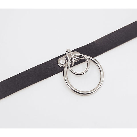 Double Ring Faux Leather Choker by Love In Leather