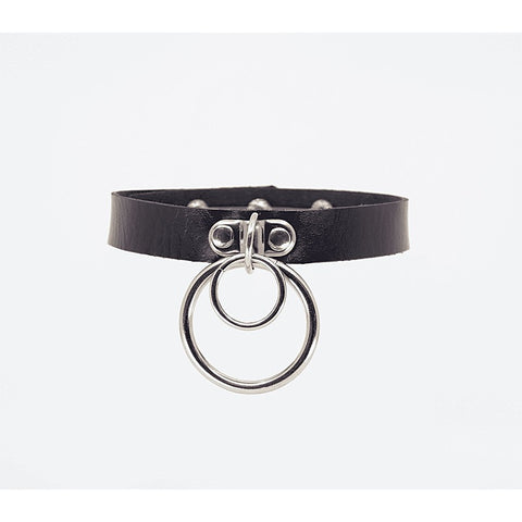 Double Ring Faux Leather Choker by Love In Leather