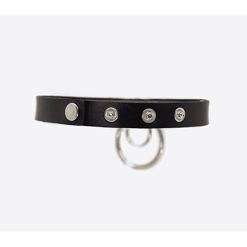 Double Ring Faux Leather Choker by Love In Leather