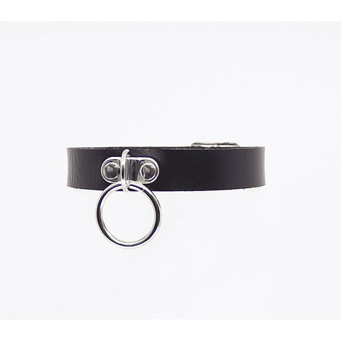 Centre Ring Faux Leather Choker by Love In Leather