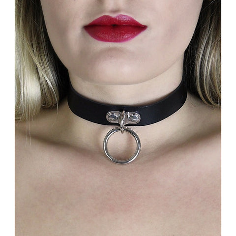 Centre Ring Faux Leather Choker by Love In Leather