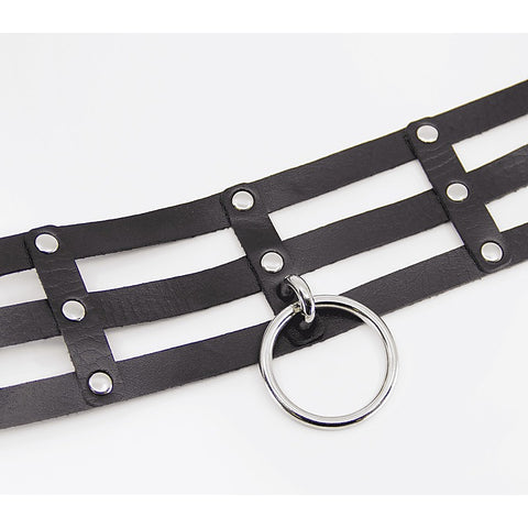 Triple Strap Faux Leather Choker by Love In Leather