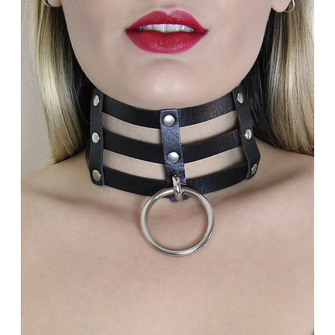 Triple Strap Faux Leather Choker by Love In Leather