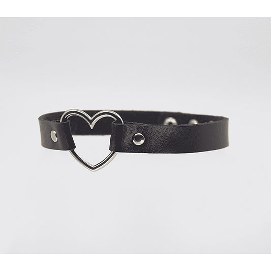 Heart Ring Faux Leather Fetish Choker by Love In Leather