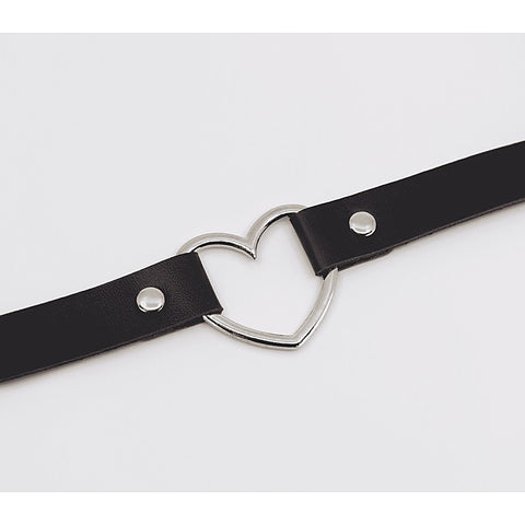 Heart Ring Faux Leather Fetish Choker by Love In Leather