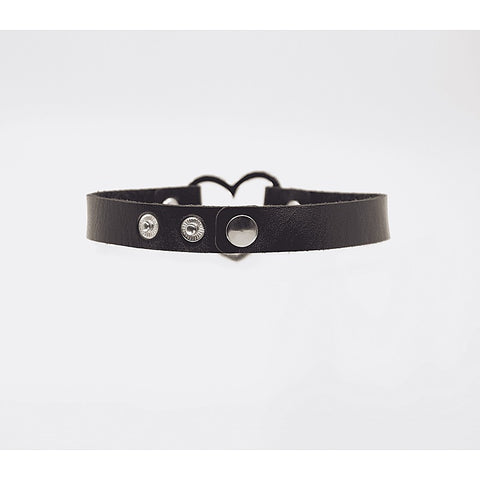 Heart Ring Faux Leather Fetish Choker by Love In Leather