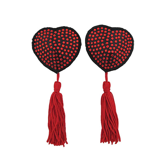 Heart Shape Rhinestone Nipple Tassels by Love In Leather