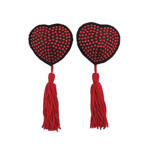 Heart Shape Rhinestone Nipple Tassels by Love In Leather