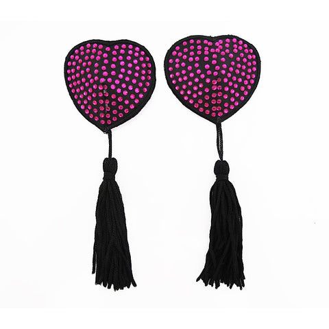 Heart Shape Rhinestone Nipple Tassels by Love In Leather
