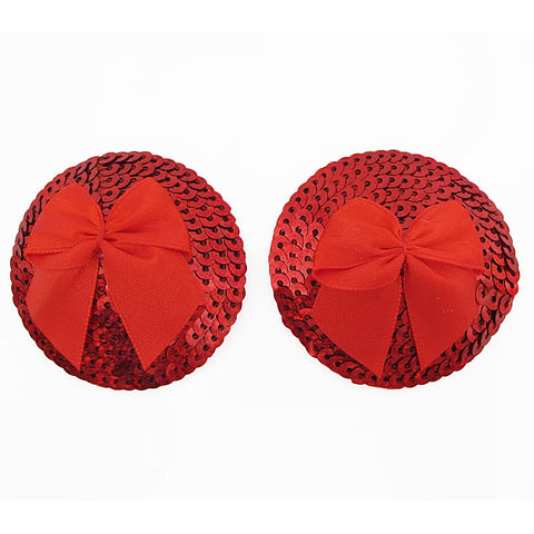 Round Sequin Nipple Pasties With Bow by Love In Leather
