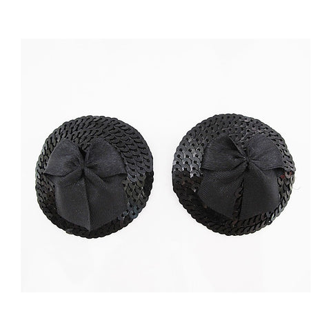 Round Sequin Nipple Pasties With Bow by Love In Leather