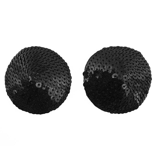 Round Sequin Nipple Pasties Black by Love In Leather